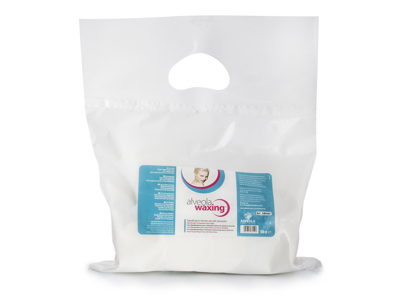 ALVEOLA Hipoalerģisks cietais vasks ar Šī sviestu diskos. HYPOALLERGENIC INTIMATE WAX with shea butter in disks 1000 g